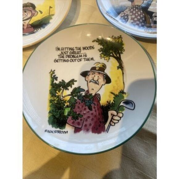 FINKSTROM FORE THE LOVE OF THE GAME GOLF APPETIZER PLATES SET OF 4 - Picture 4 of 8
